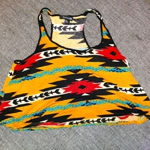 Southwest print cropped tank top